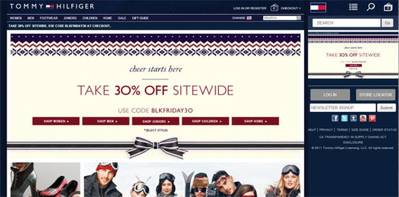 Tommy Hilfiger’s American site responds to the size of the device.