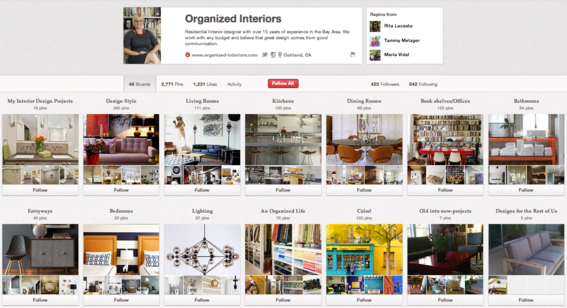 Organized Interiors Pinterest business account.