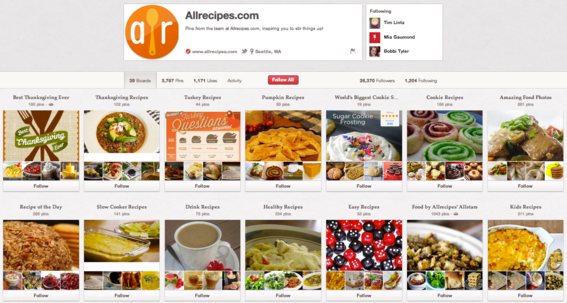 AllRecipes.com Pinterest business account.