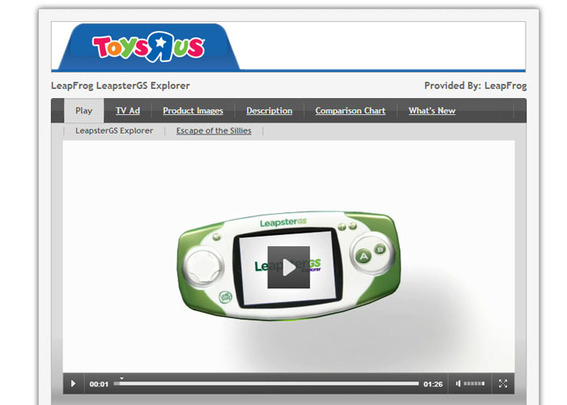 Toys"R"Us includes a product video on the Leapster GS page.