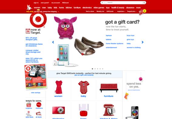 Target's full home page.