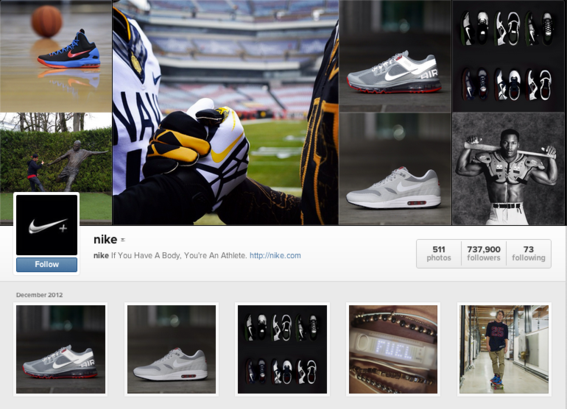 Nike's Instagram profile.