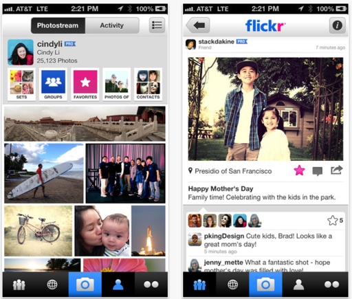 Flickr offers app for iOS, Android and Windows phones.