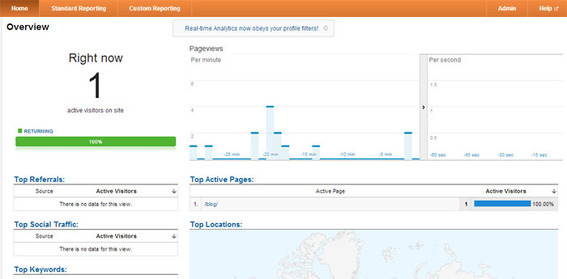 Google Analytics Real Time feature.
