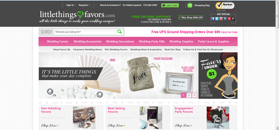 The new Little Things Favors site design, which launched in August 2012.