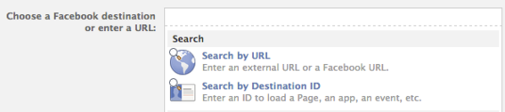 Ads Manager destinations include Pages, apps, events or external URLs.