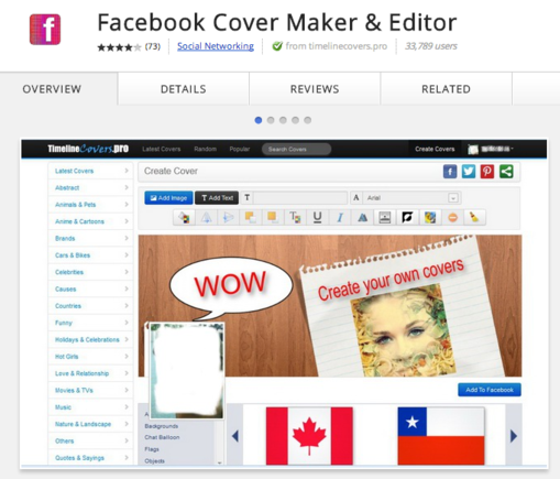 This is a visual graphic editor for making Facebook cover images.
