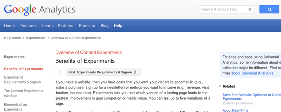 Google Content Experiments