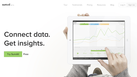 SumAll's platform collects data from multiple sources, helping merchants to analyze it all.