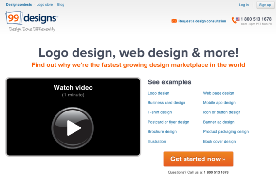 99designs matches those in need of web design with freelance designers.