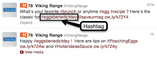 Viking Range uses hashtags to promote recipes.