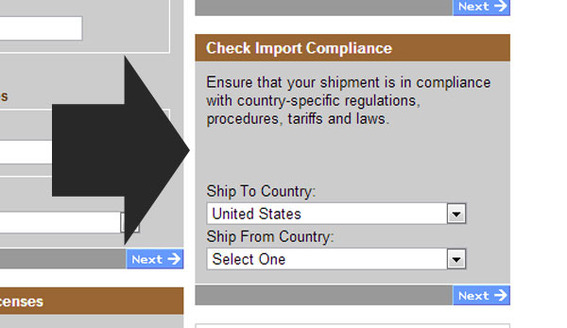 UPS has a handy tool for finding international shipping regulations.