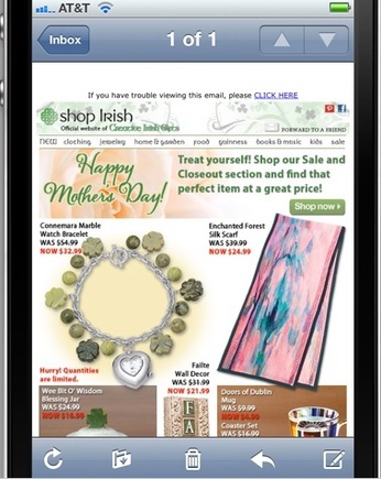 Shop Irish email on an iPhone.