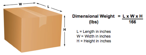 Dimensional weight calculation formula.