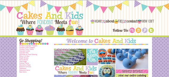Cakes And Kids home page.