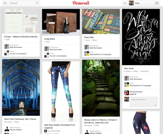 Pinterest home page.