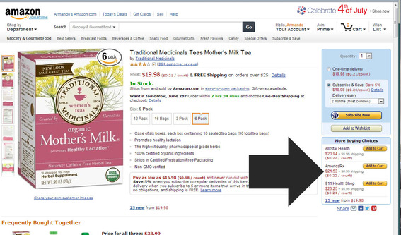 Amazon associates several sellers with a single product description.