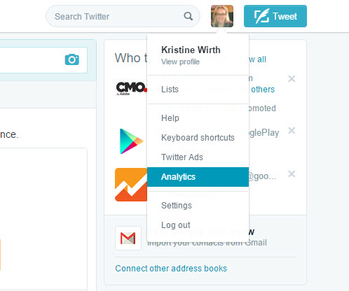 How to access Twitter Analytics.