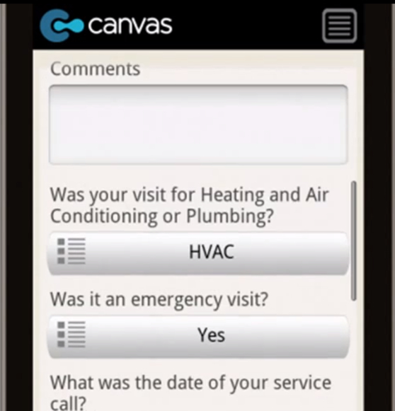 HVAC customer satisfaction survey app.