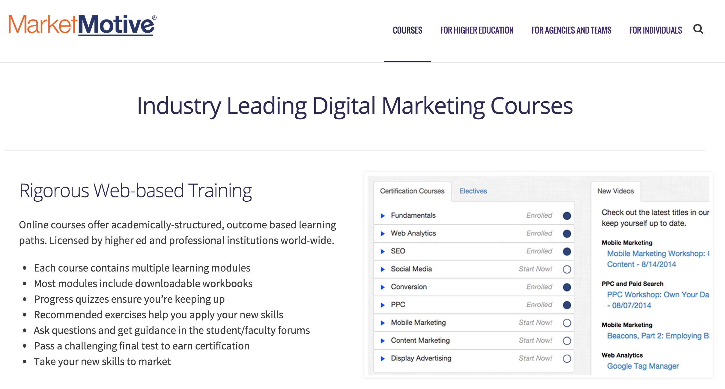 Market Motive: Self-paced and coached OMCP® certified courses.