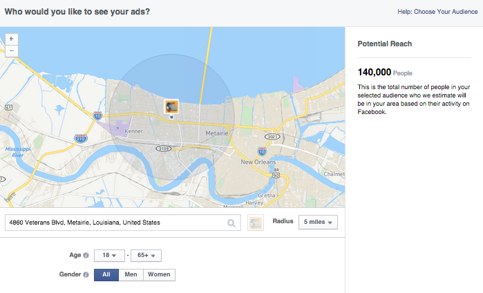 Facebook Local Awareness ads provide hyper-local targeting.