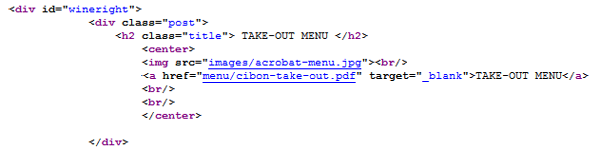 Cibon restaurant source code.