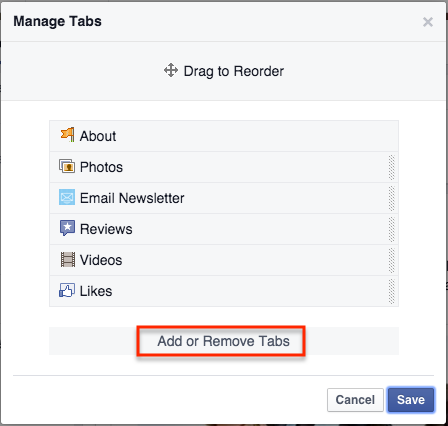 Click "Add or Remove Tabs."