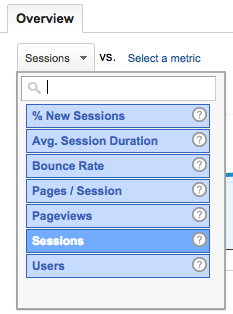 Click the drop-down menu to select audience metrics.