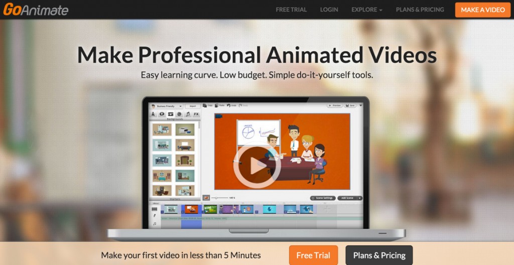 GoAnimate offers drag and drop video animation.