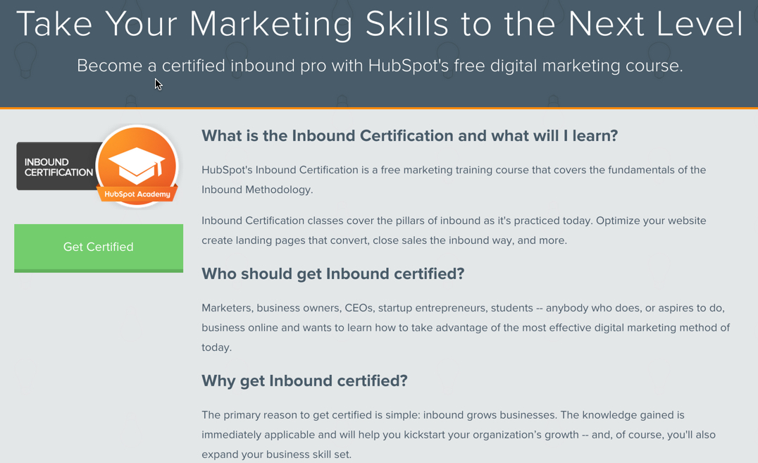 Inbound Certification from HubSpot Academy.