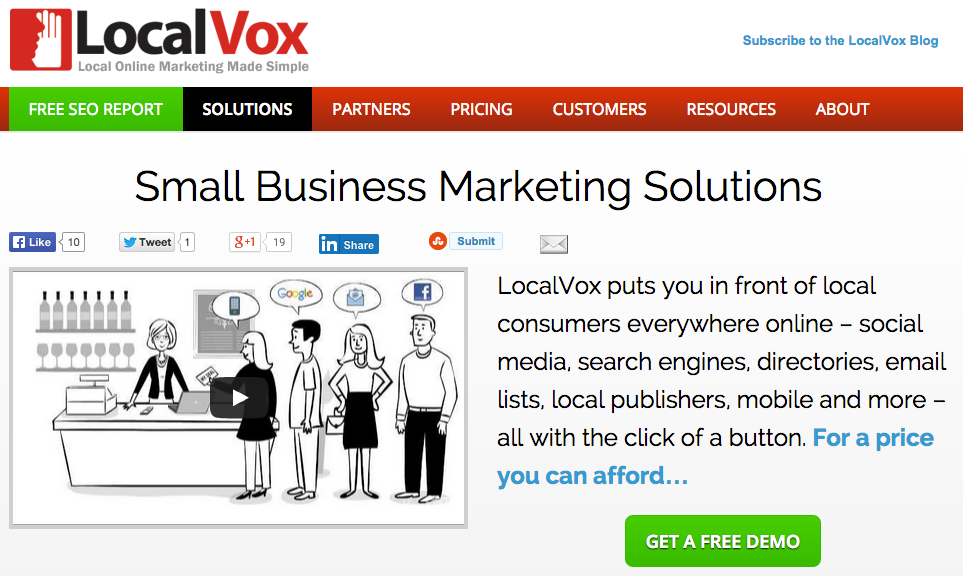 LocalVox includes a mobile-optimized website, SEO, email, and social media marketing.