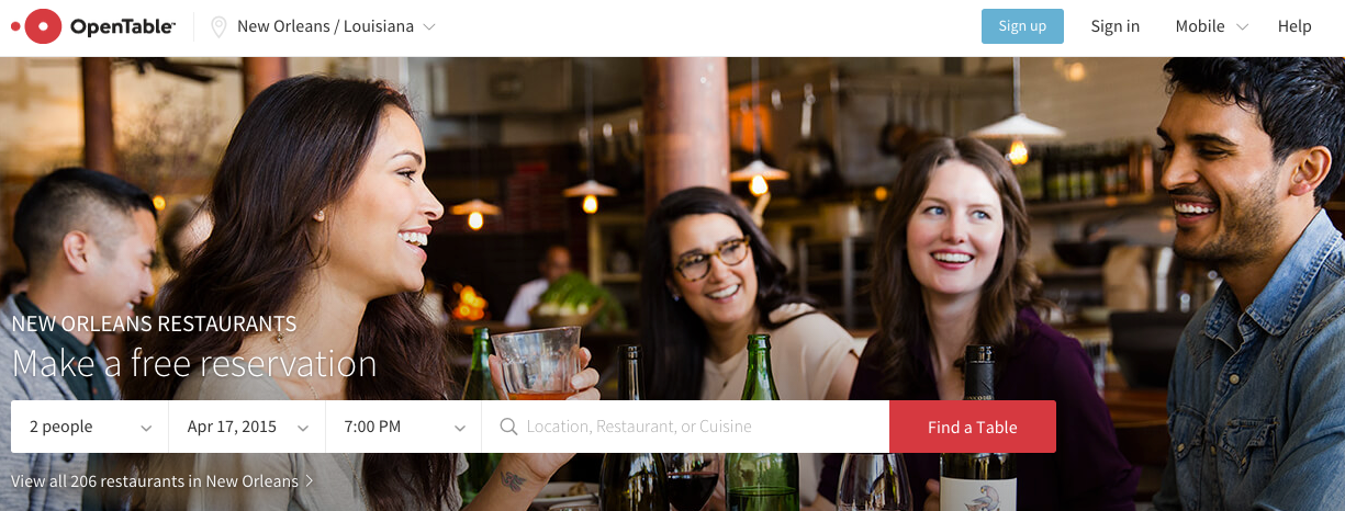 OpenTable users can make reservations online.