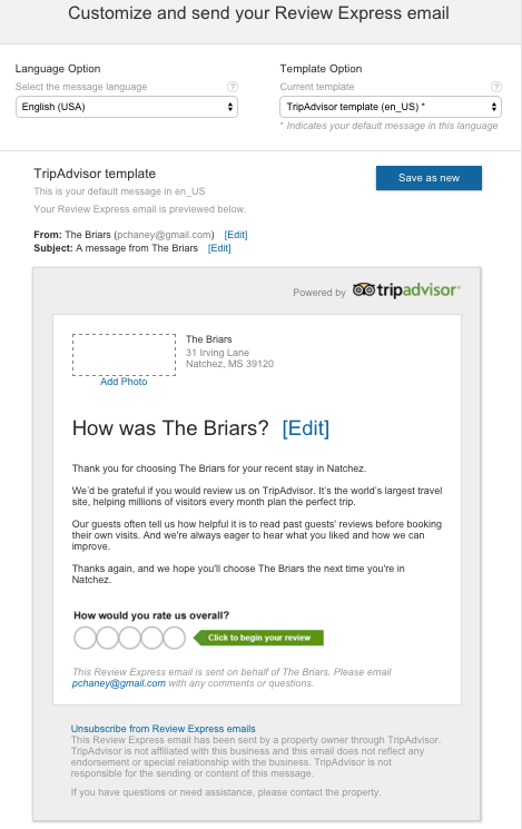 You can customize most aspects of the email template.
