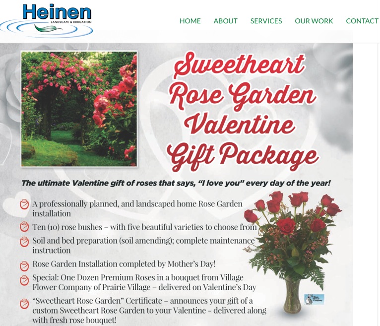 Sweetheart Rose Garden Valentine Gift Package.