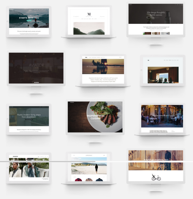 Squarespace offers a variety of templates for different industry categories.