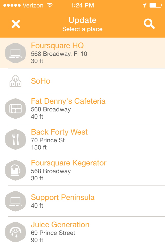 Swarm allows users to check-in to businesses.