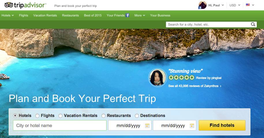 TripAdvisor is the leading travel industry consumer rating and review site.