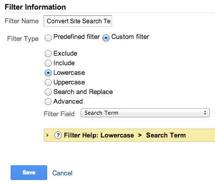 4_AdminLowercaseFilter Choose your filter parameters.