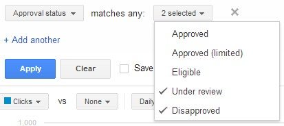 Ads under review or disapproved filter.