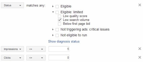 Low search volume keywords filter Low search volume keywords filter.