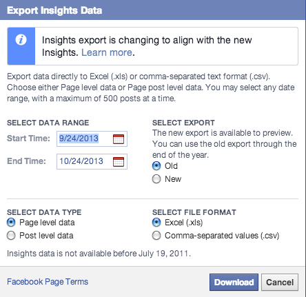 Facebook Insights Export