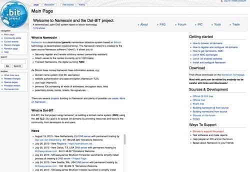 Namecoin DNS & DotBIT Project website