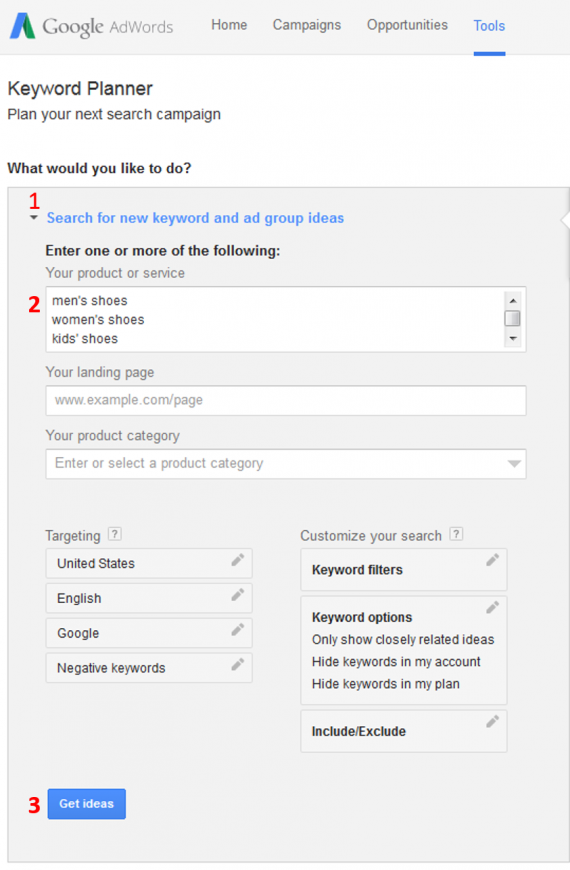 Google Keyword Planner Google Keyword Planner