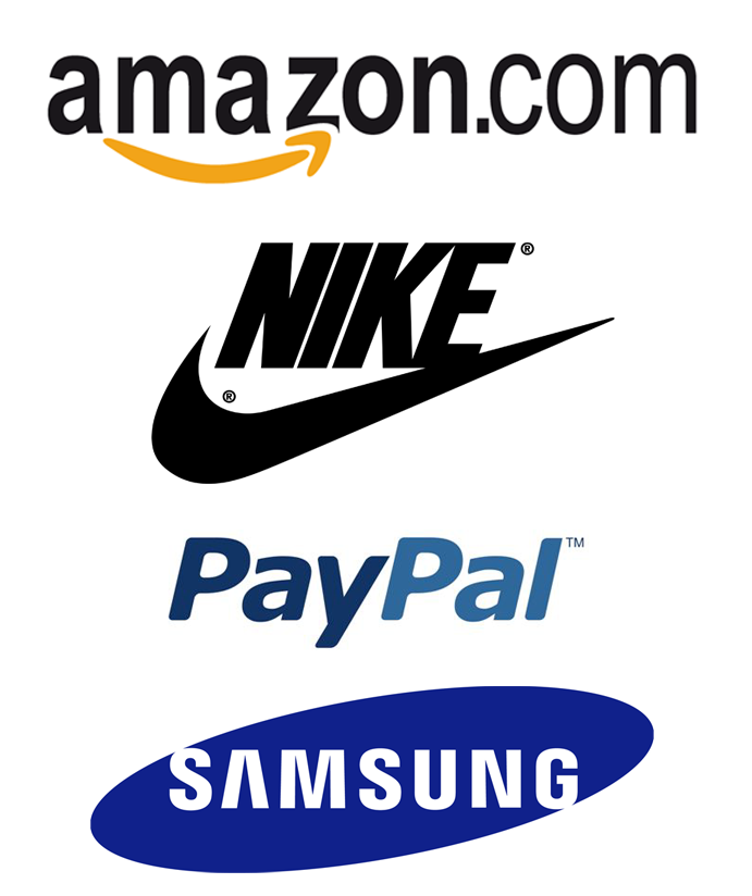 Logos: Amazon, Nike, PayPal, Samsung