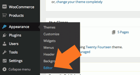 The WordPress Appearance Editor allows users to modify the current theme.
