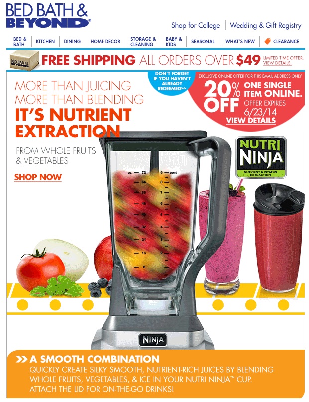 This email from Bed Bath and Beyond includes animated gifs. (Click on image to see actual animation.)