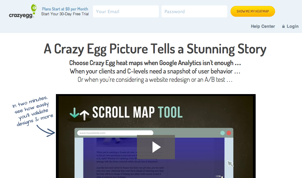 Crazy Egg provides heat maps to help understand how visitors interact with your website.