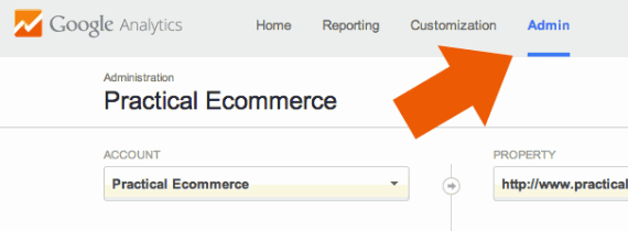 Locate the administration section in Google Analytics' main navigation. Locate the administration section in Google Analytics' main navigation.