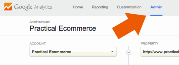 Locate the administration section in Google Analytics' main navigation.