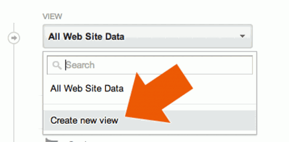 The "Create new view" link is below the list of existing views in the view dropdown menu. The "Create new view" link is below the list of existing views in the view dropdown menu.